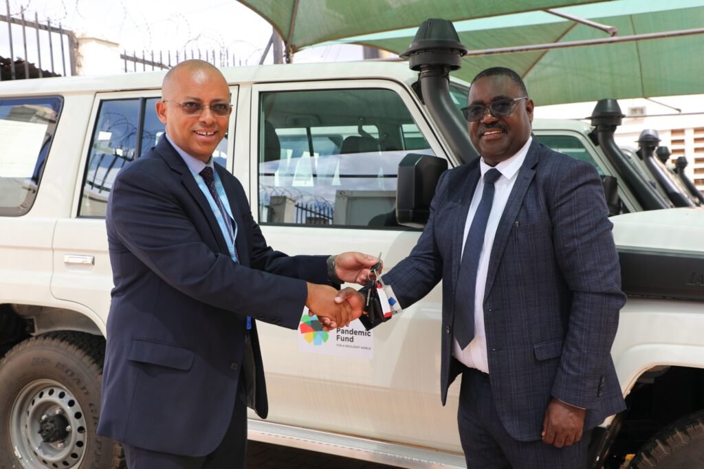 Mr Ezana Kassa , Fao representative in Uganda (left) and Dr Andrew G. Seguya the Executive Secretary of GVTC (Right )