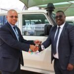 Mr Ezana Kassa , Fao representative in Uganda (left) and Dr Andrew G. Seguya the Executive Secretary of GVTC (Right )