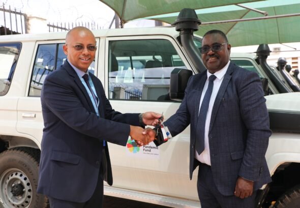 Mr Ezana Kassa , Fao representative in Uganda (left) and Dr Andrew G. Seguya the Executive Secretary of GVTC (Right )